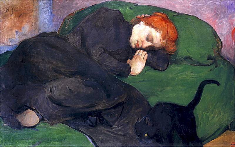 Wladyslaw Slewinski, Femme dormant avec un chat