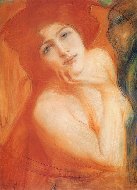 Teodor Axentowicz: Femme rousse. Vers 1899. Pastel sur papier. 56 x 45.5 cm. Musée National de Cracovie.